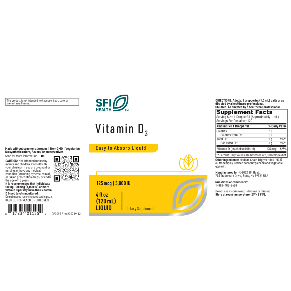 Vitamin D3 5,000 IU Liquid – High-Potency Immune & Bone Support