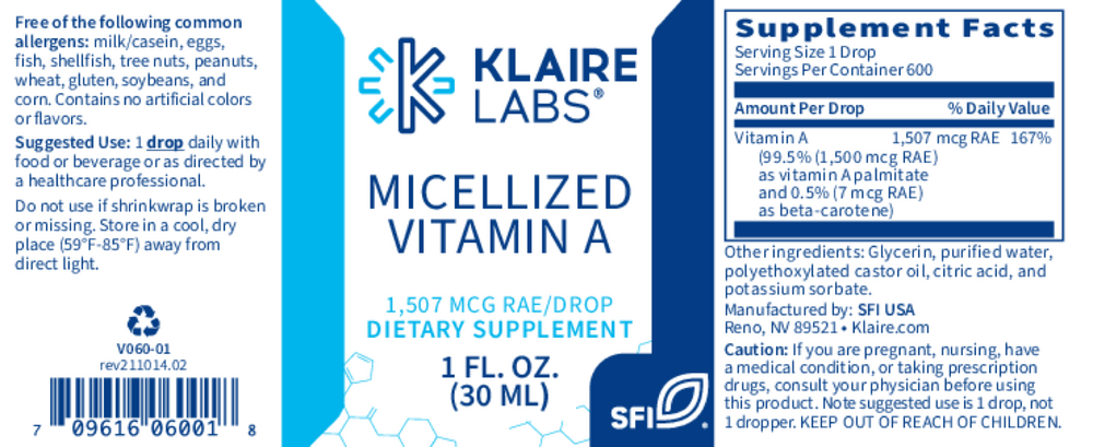 Micellized Vitamin A – Liquid Immune & Vision Support