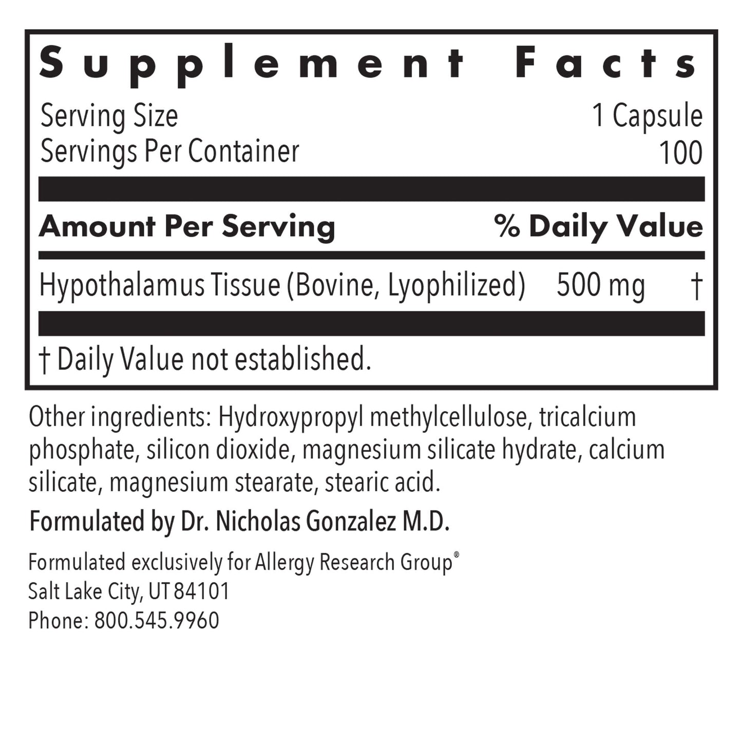 Hypothalamus Glandular Supplement – Supports Hormonal Health