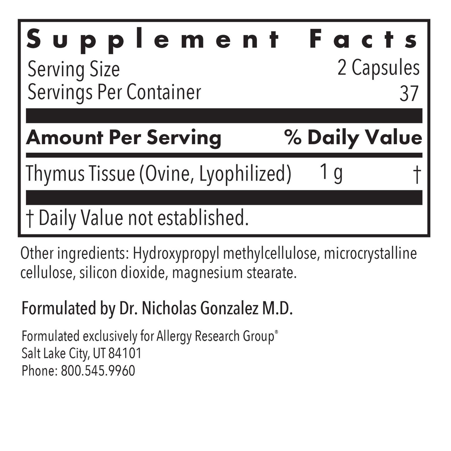 Thymus Supplement – Supports Immune Function and Overall Wellness
