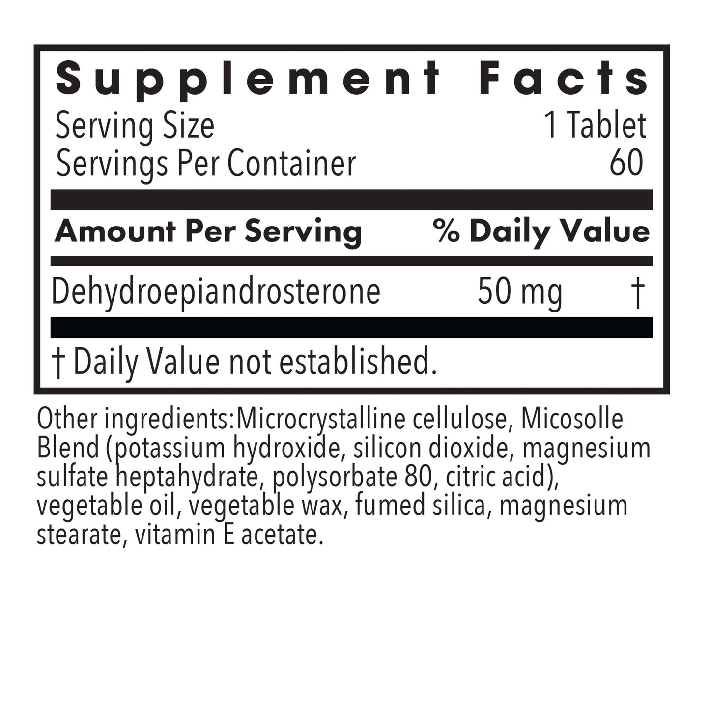 DHEA 50 mg – Plant-Sourced Micronized Supplement for Hormonal Support