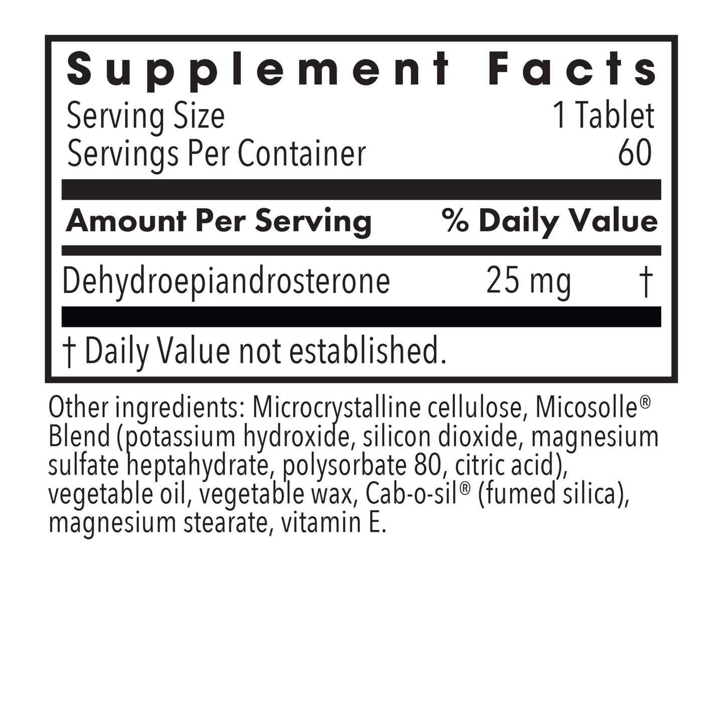 DHEA 25 mg – Plant-Sourced Micronized Supplement for Hormonal Support