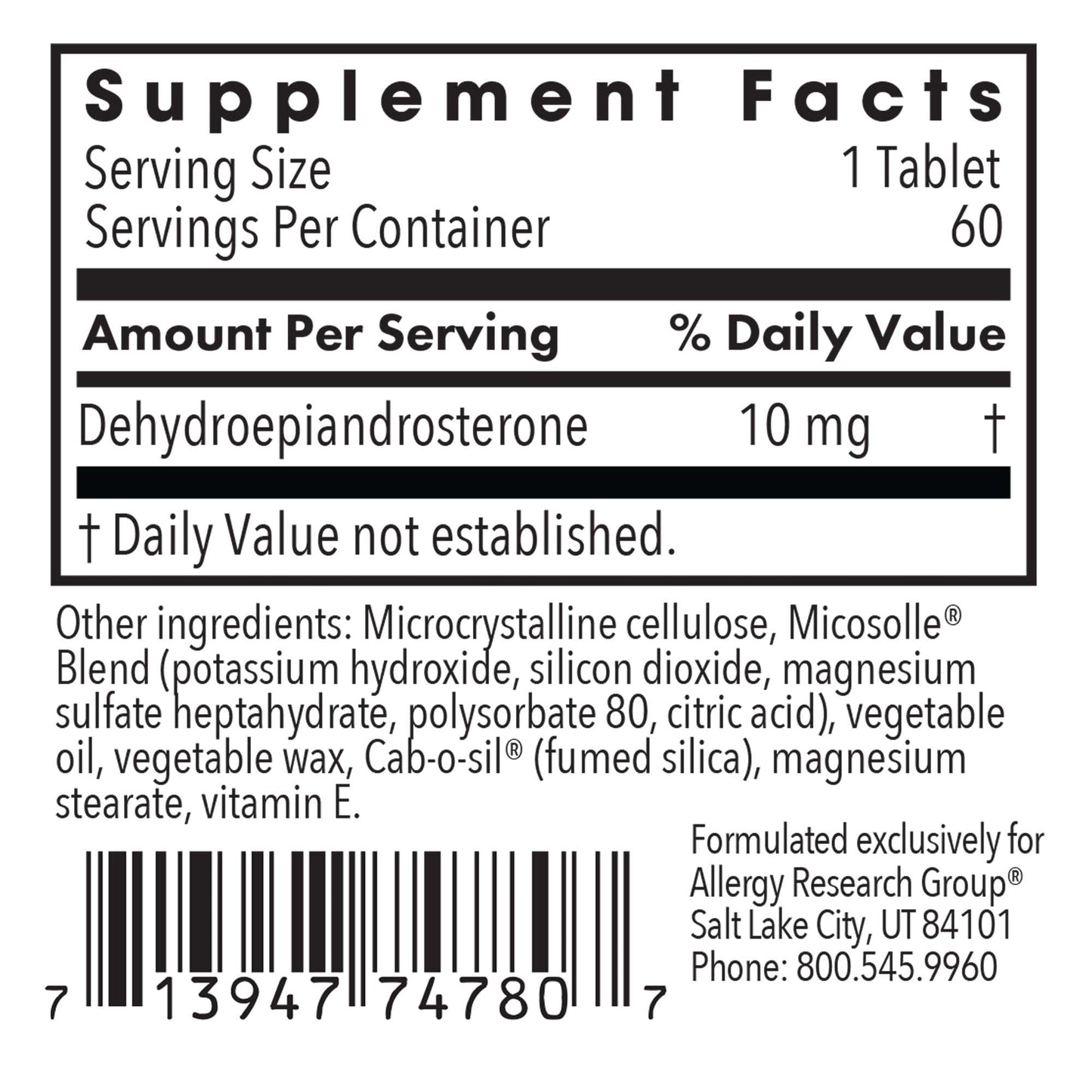 DHEA 10 mg – Plant-Sourced Micronized Supplement for Hormonal Balance