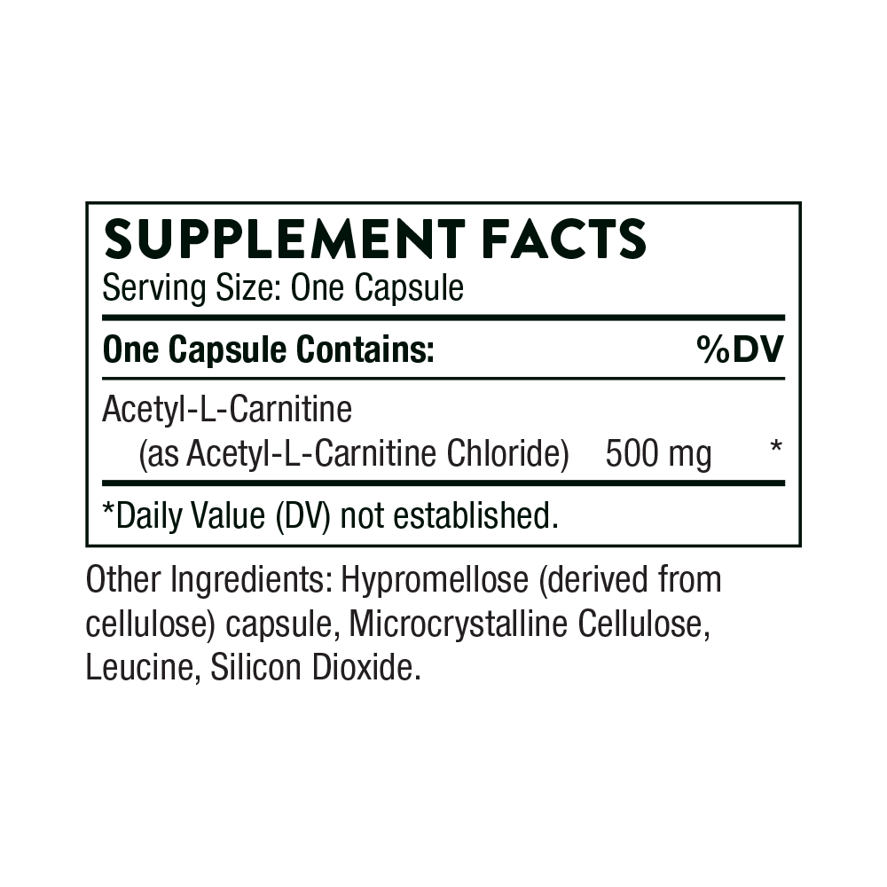 Acetyl-L-Carnitine 500 mg - Cognitive Function & Energy Metabolism Support