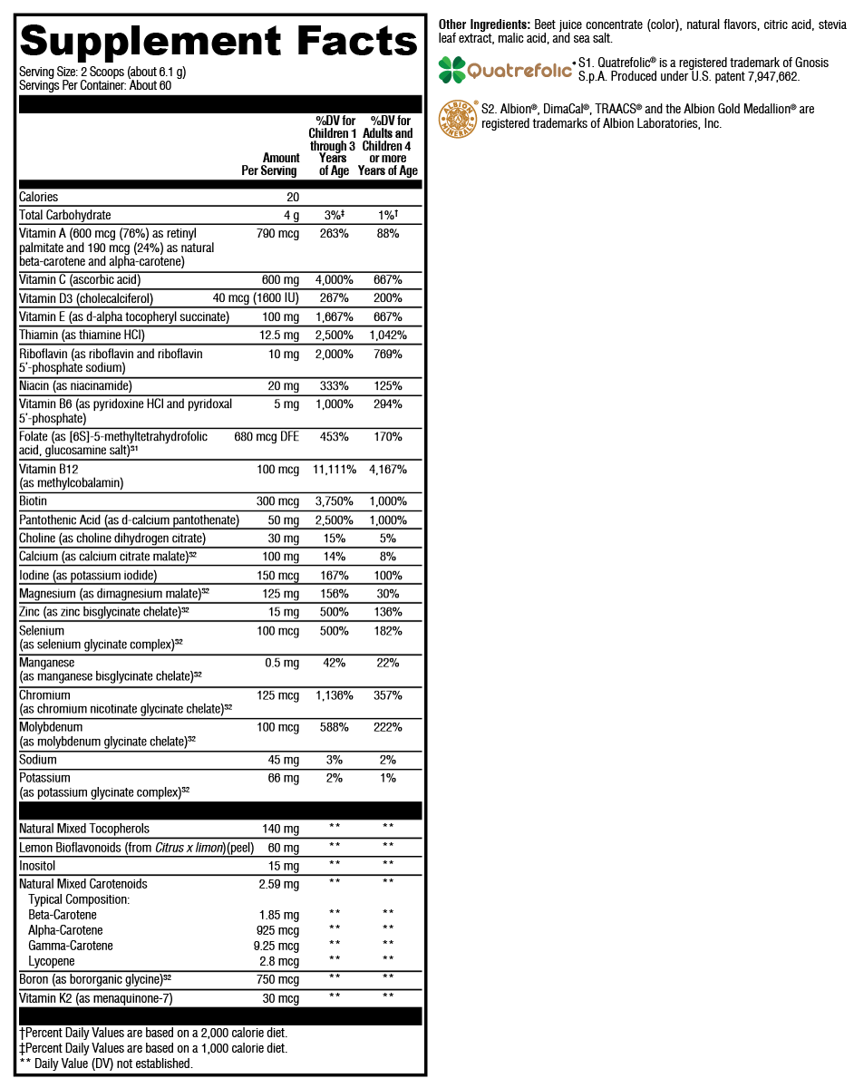 ActivNutrients® without Copper & Iron Multivitamin Powder – Daily Wellness, Antioxidant, and Detox Support for All Ages