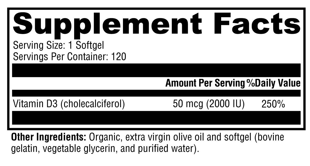 D3 2000 – Bioavailable Vitamin D3 for Bone, Immune, and Overall Health
