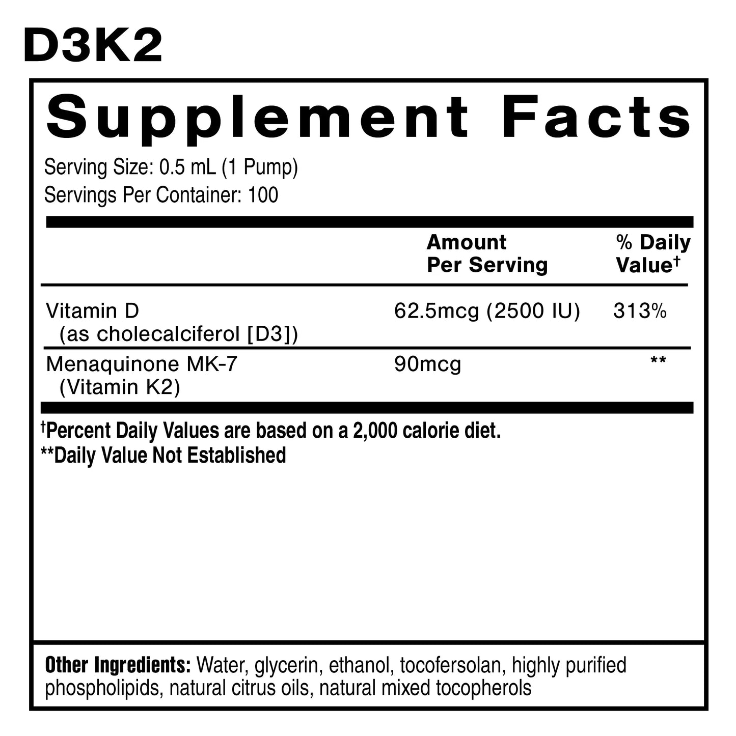 Nanoemulsified D3K2