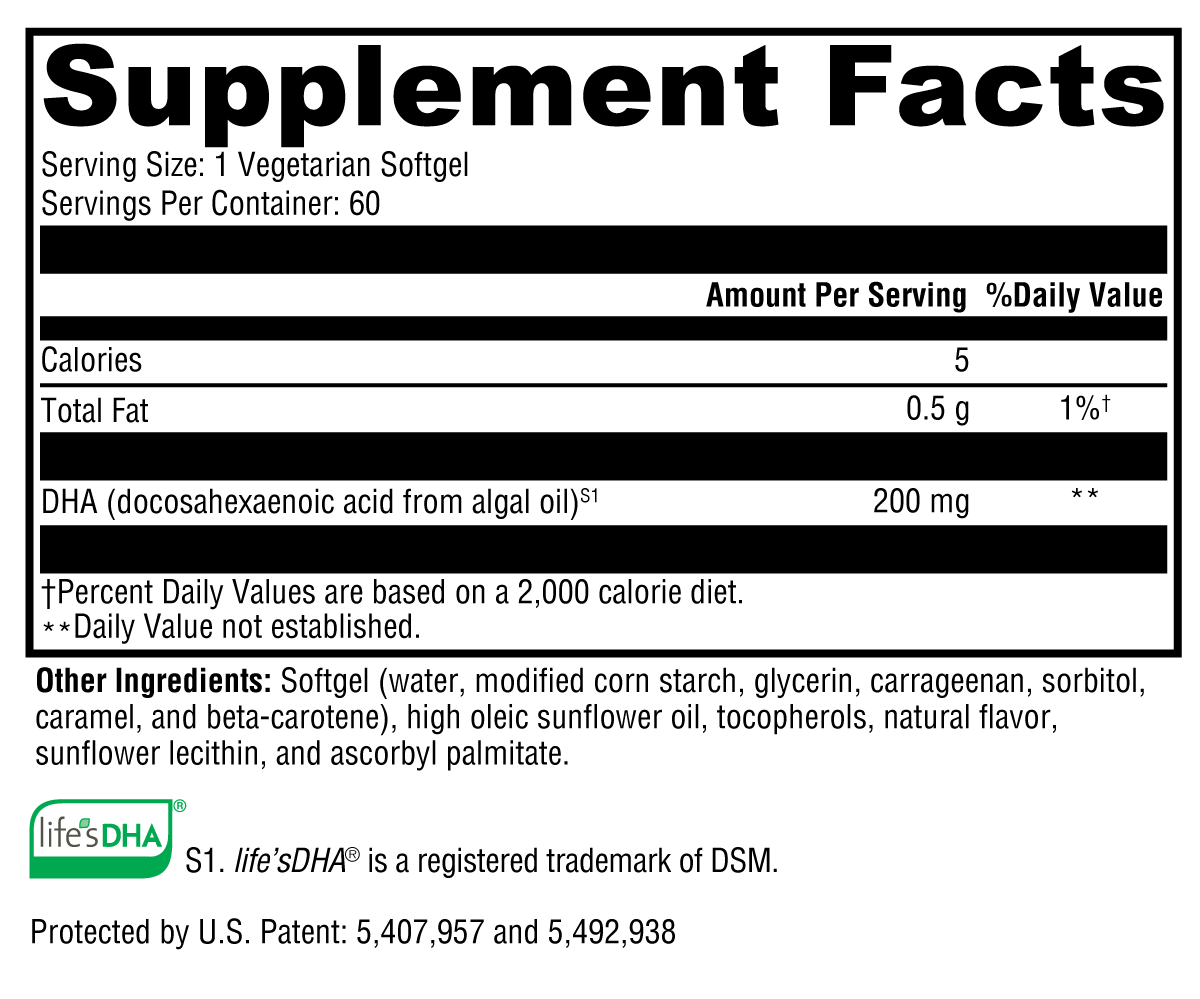 DHA from Algae – Plant-Based Omega-3 Support for Brain, Eye, and Immune Health