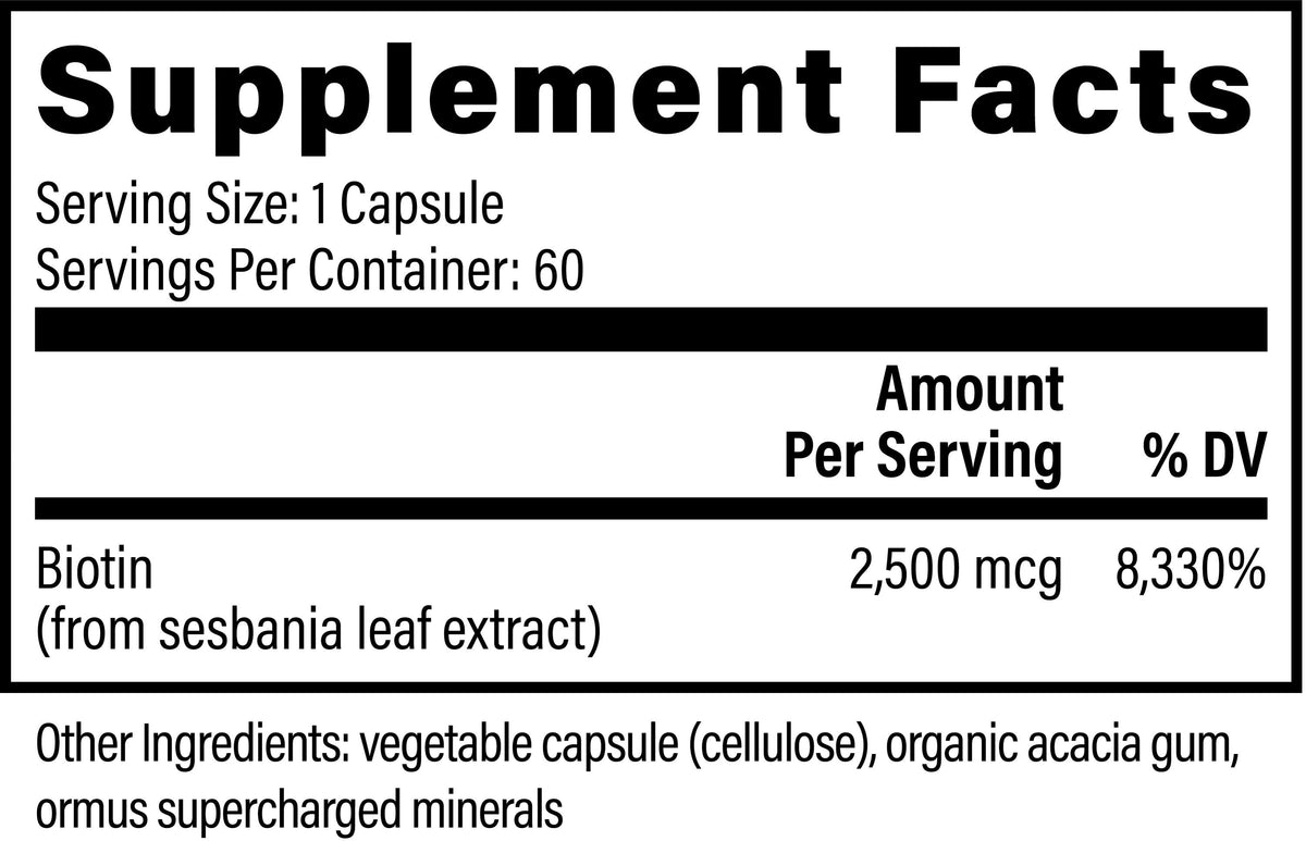 Biotin by Global Healing – Biotin 2,500 mcg Plant-Based Vitamin B7 | Melcon's Pharmacy (image 2)