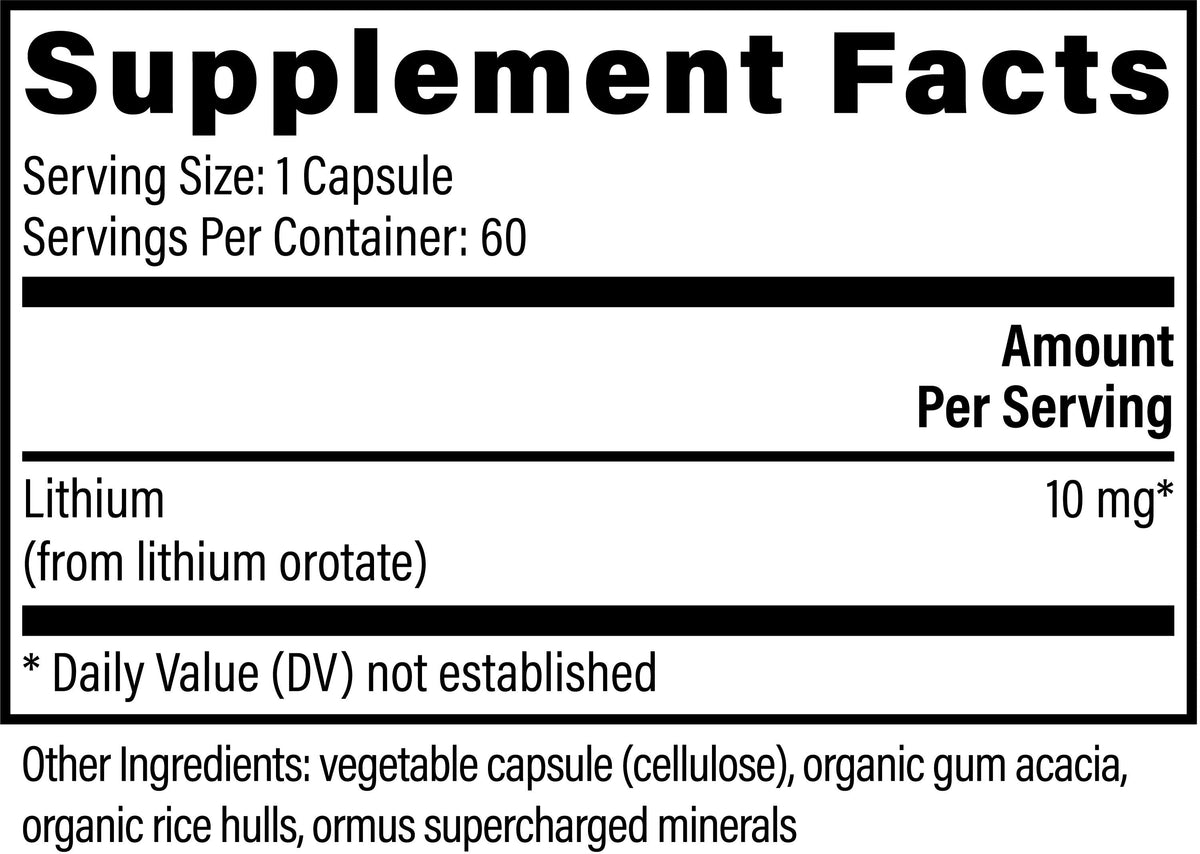Lithium Orotate by Global Healing – Lithium Orotate 10 mg Capsules | Melcon's Pharmacy (image 2)