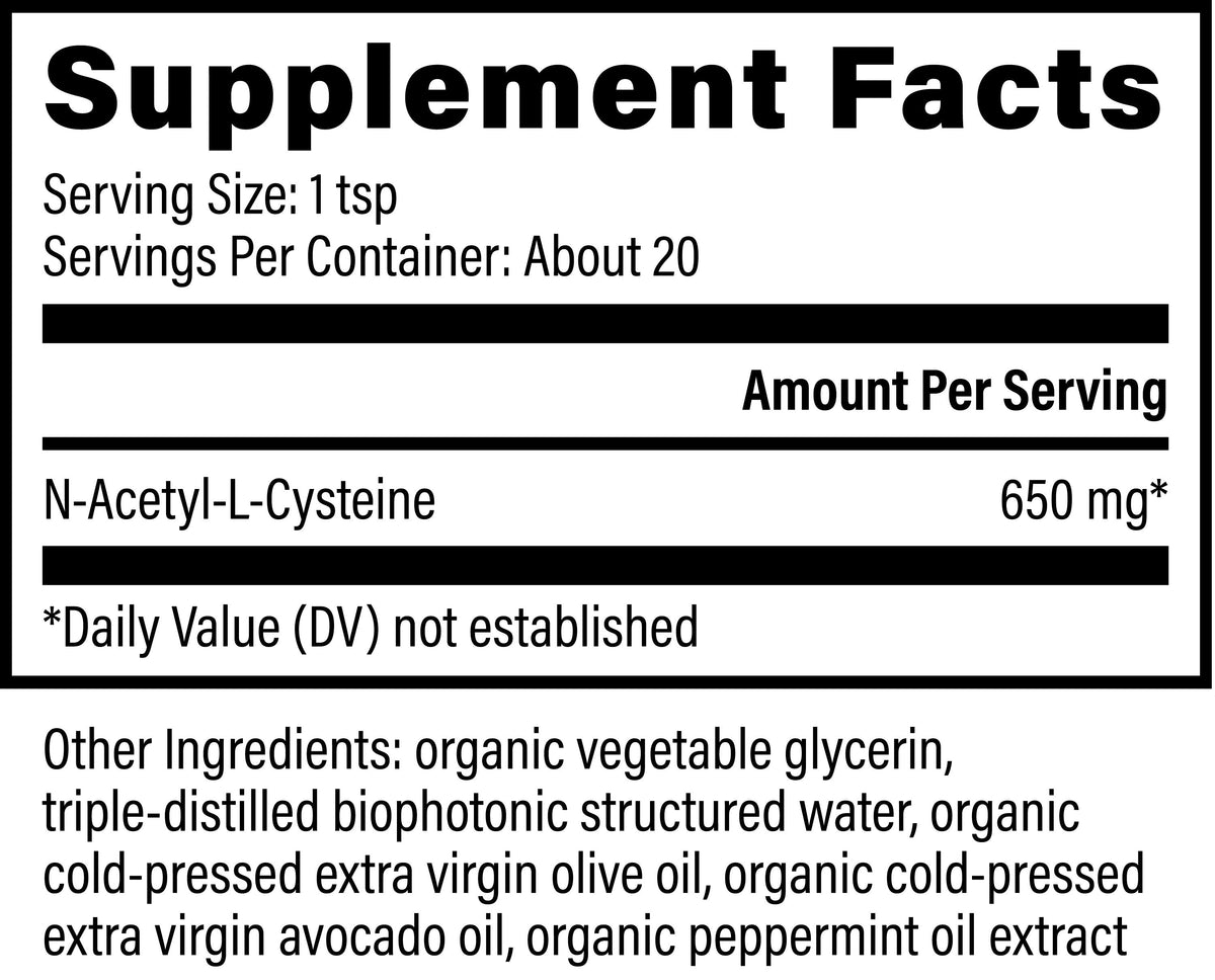 NAC by Global Healing – NAC N-Acetyl Cysteine 650 mg Liquid | Melcon's Pharmacy (image 2)