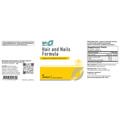 Hair and Nails Formula – Biotin & NAC Support