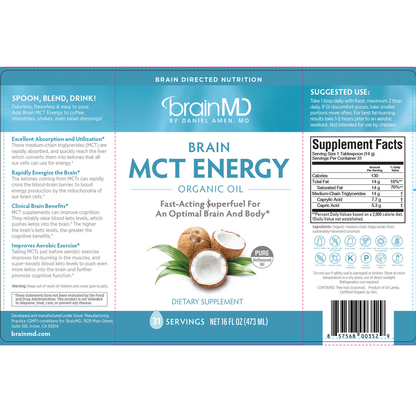 Brain MCT Energy – Organic MCT Oil for Brain & Body