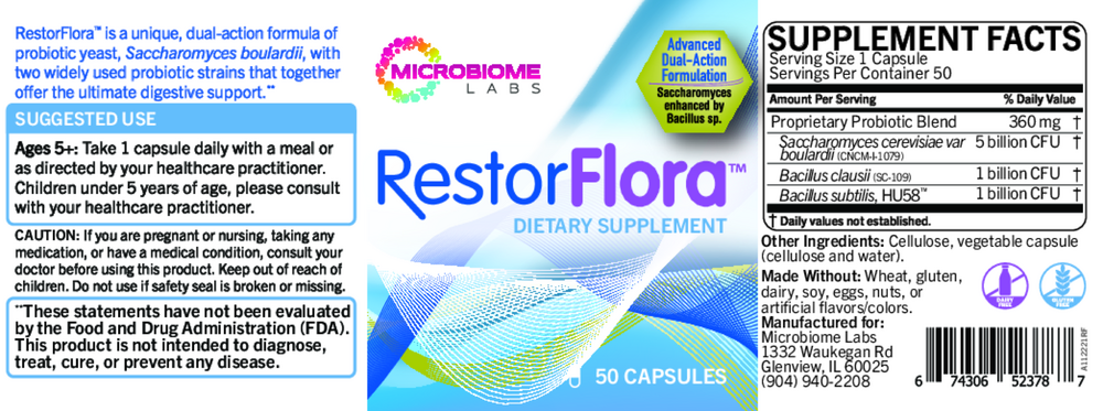 RestorFlora™ – Probiotic & Yeast Blend for Digestive Health