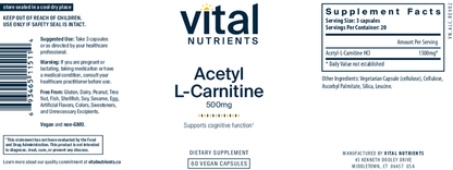Acetyl L-Carnitine 500mg