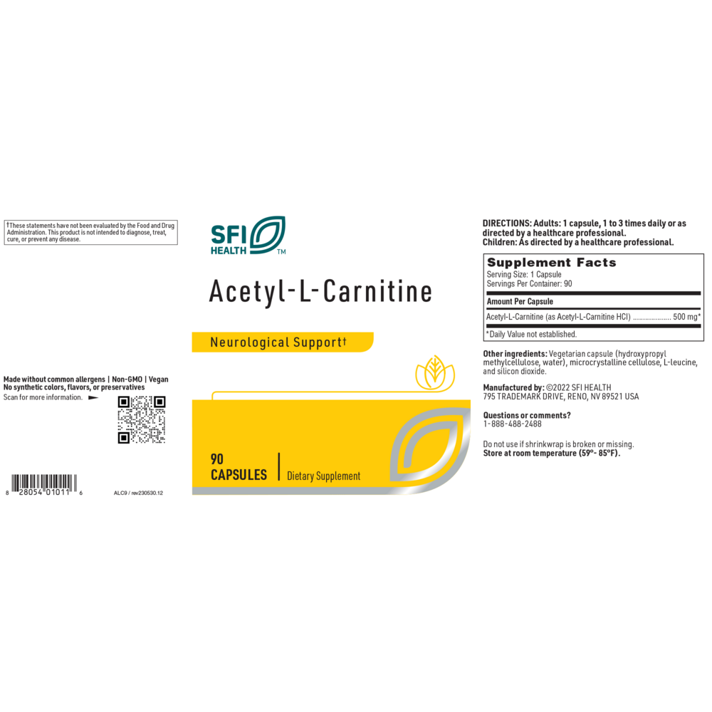 Acetyl-L-Carnitine 500 mg – Brain & Nerve Support