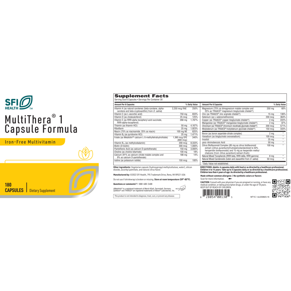 MultiThera® 1 – Iron-Free Multivitamin