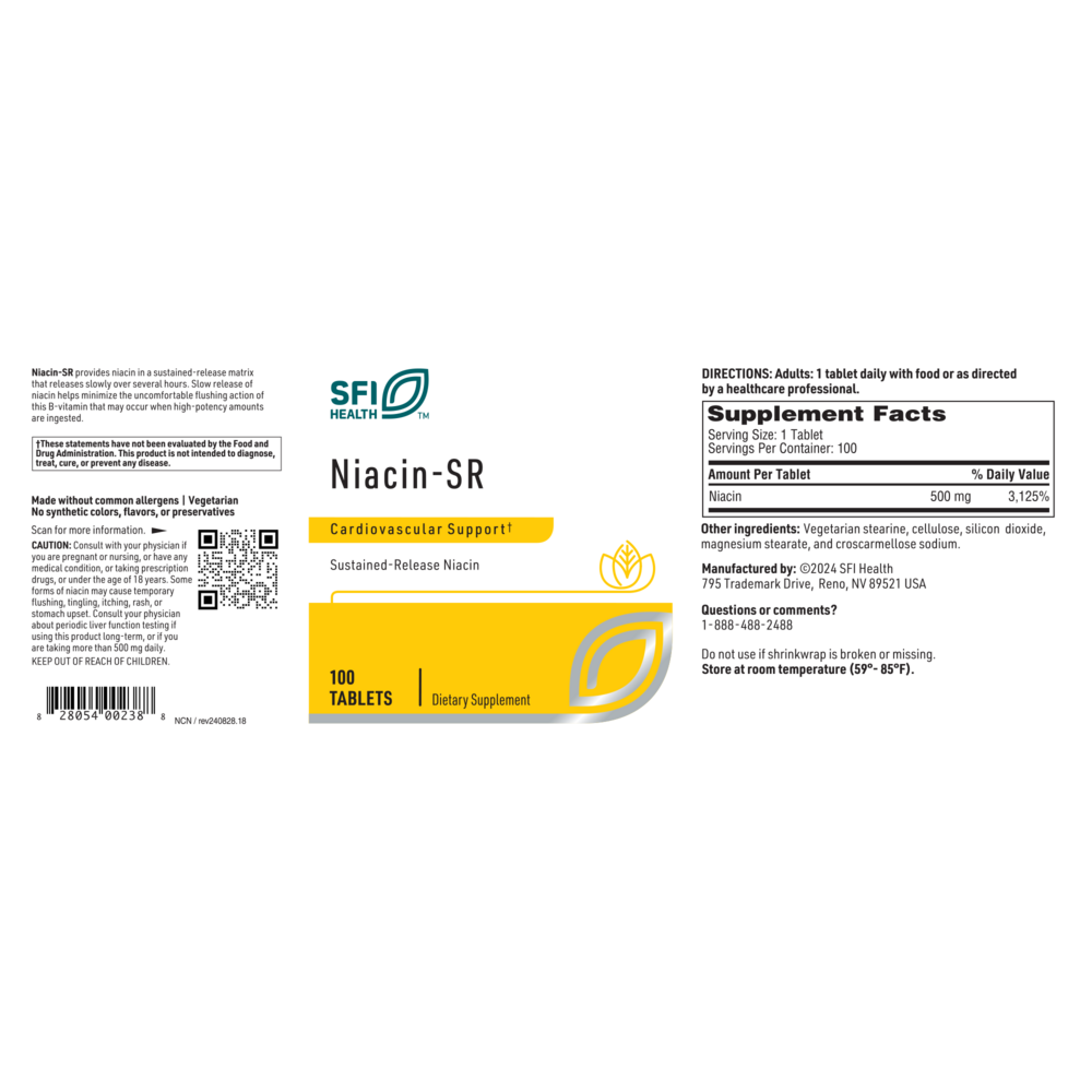 Niacin-SR 500 mg – Sustained-Release Vitamin B3