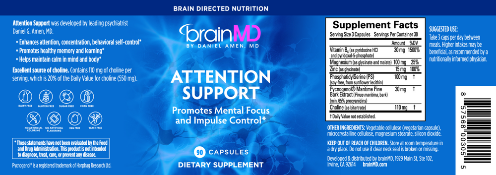Attention Support – Focus & Brain Supplement