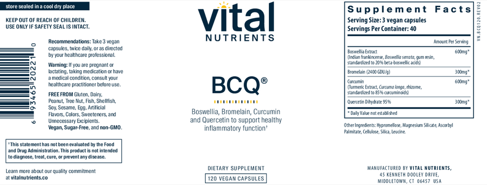 BCQ: Bromelain, Curcumin and Quercetin