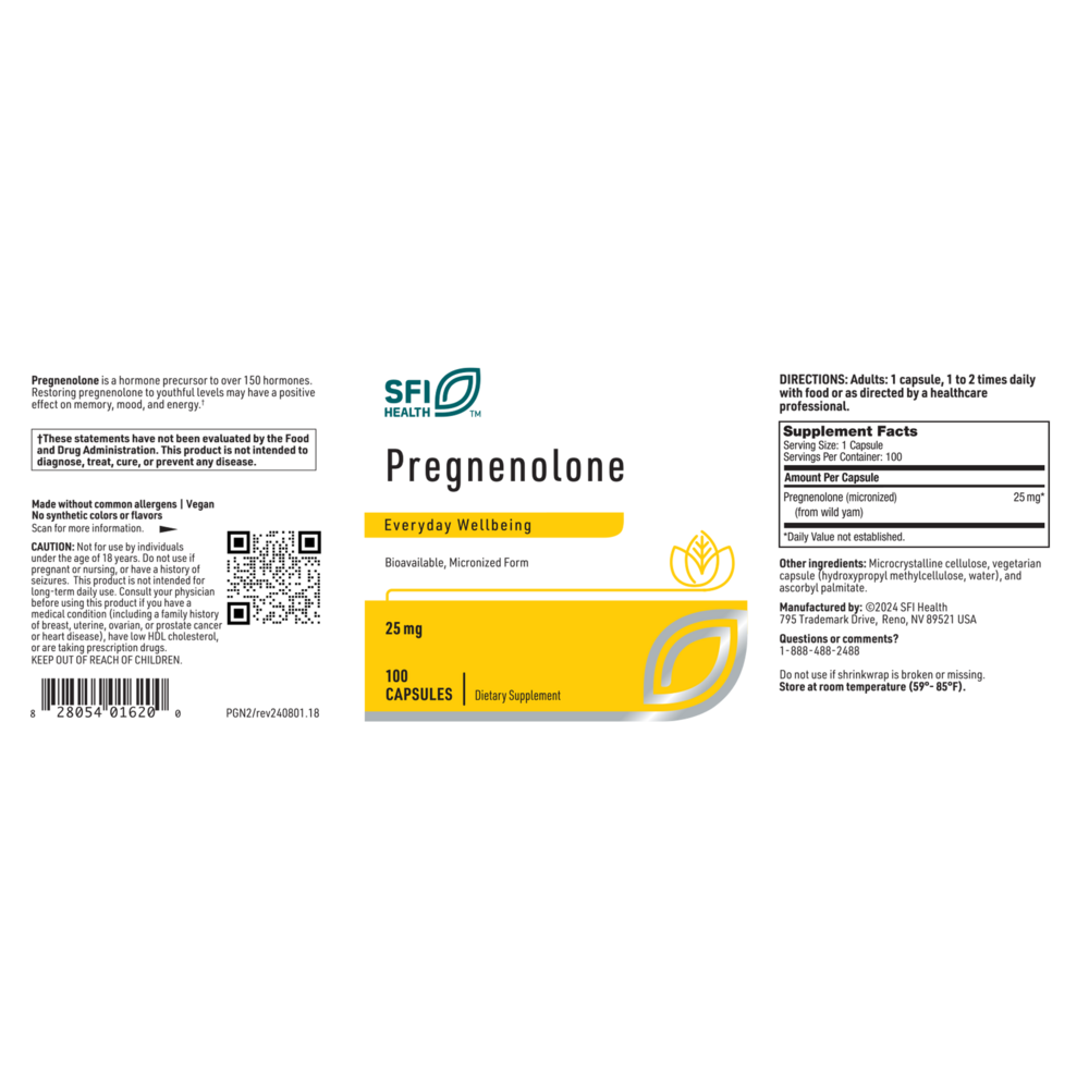 Pregnenolone 25 mg – Neurosteroid & Hormonal Precursor Support