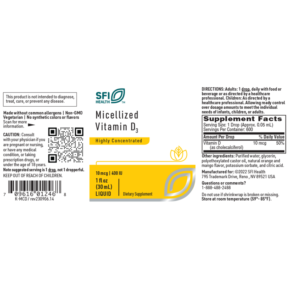Micellized Vitamin D3 Liquid 10mcg – Immune & Bone Support