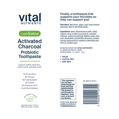 Hyperbiotics Activated Charcoal Probiotic Toothpaste