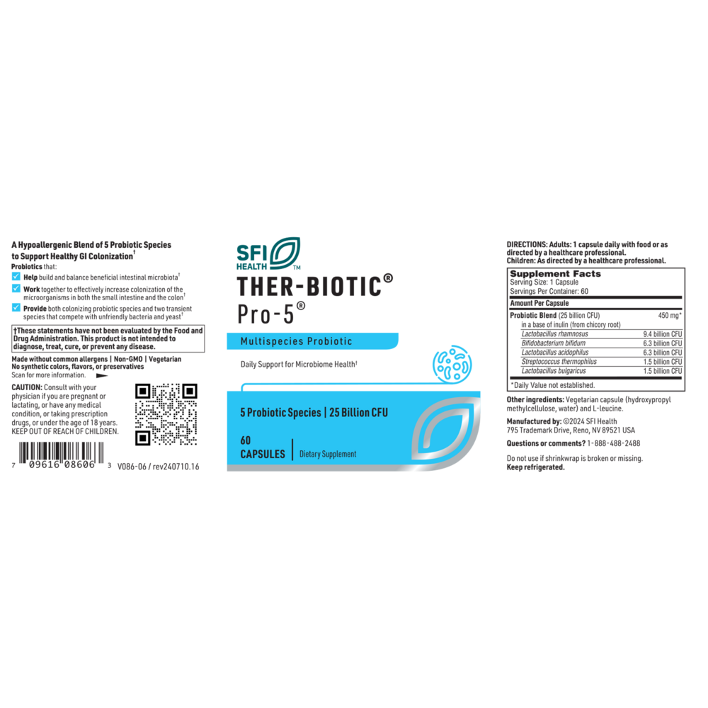 Ther-Biotic® Pro-5® – 25 Billion CFU Probiotic Support