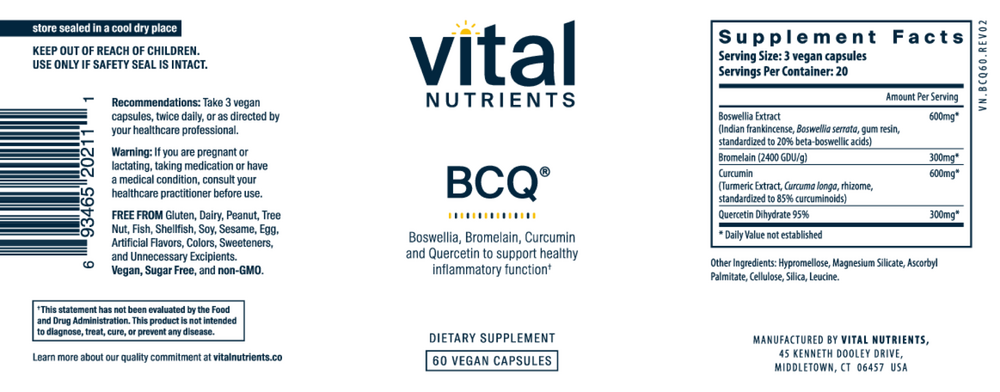 BCQ: Bromelain, Curcumin and Quercetin