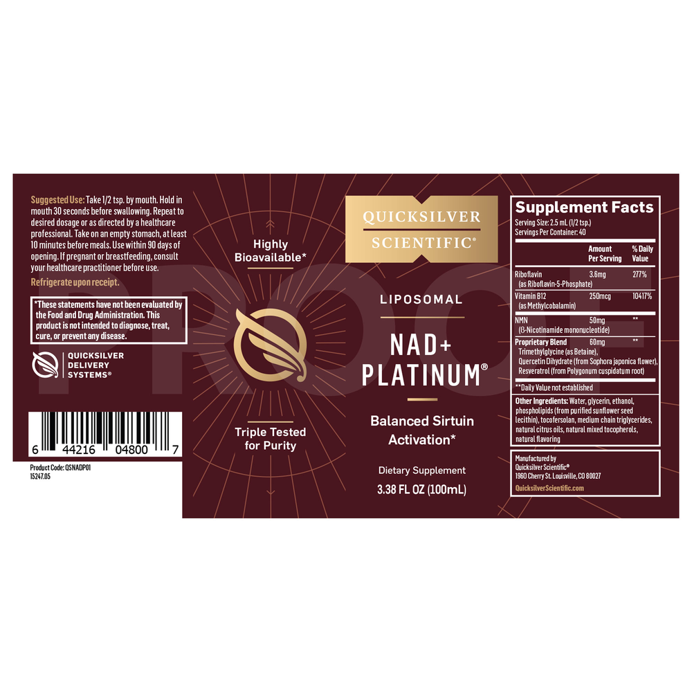 NAD+ Platinum® – Liposomal NAD+ & NMN Longevity Support