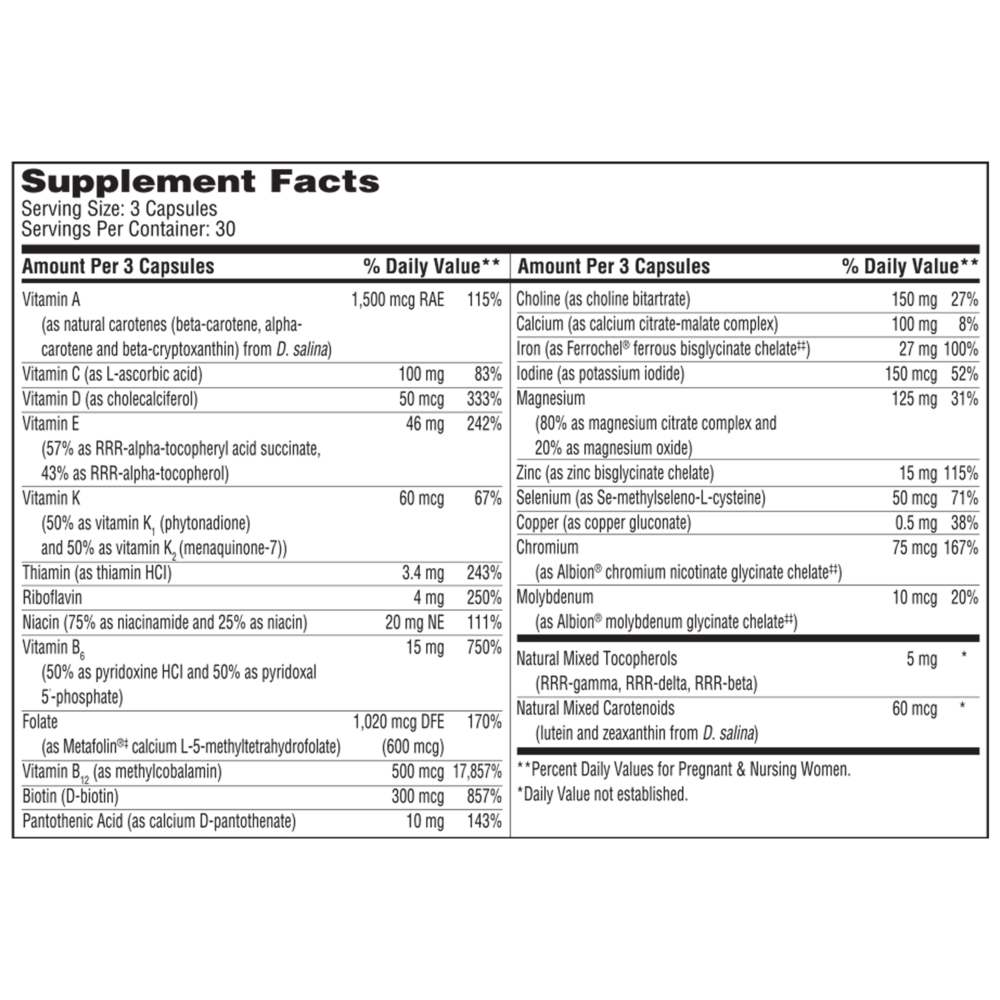 Prenatal and Nursing Formula – Folate, Iron, D3