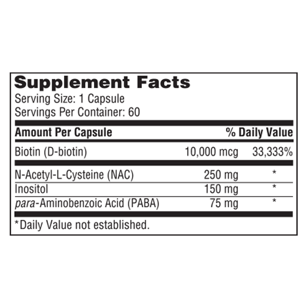 Hair and Nails Formula – Biotin & NAC Support
