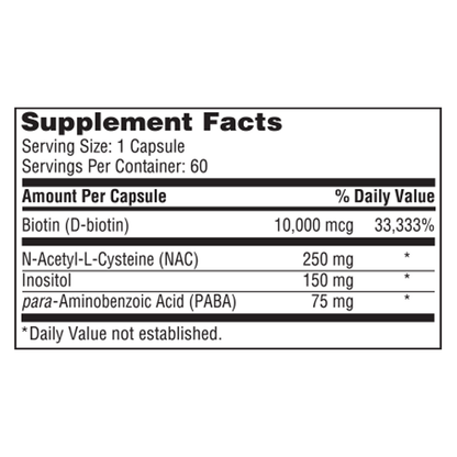 Hair and Nails Formula – Biotin & NAC Support