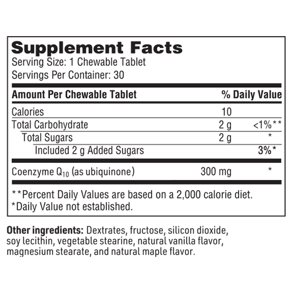 CQ-300™ Chewable Coenzyme Q10 (300 mg) – 30 Tablets