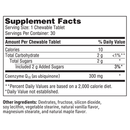 CQ-300™ Chewable Coenzyme Q10 (300 mg) – 30 Tablets