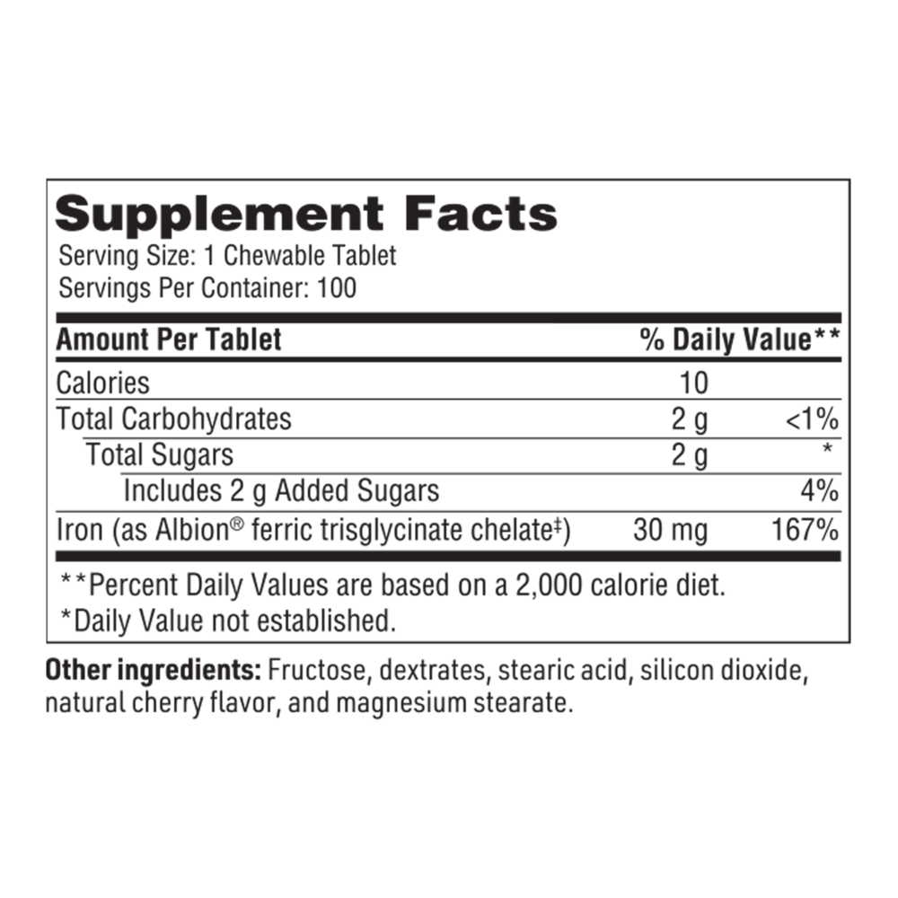 Chewable Iron Chelate 30 mg – Gentle Iron Support
