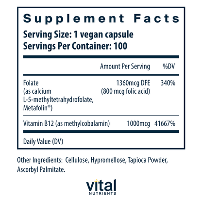 B-12/Methyl Folate 1000mcg/800mcg