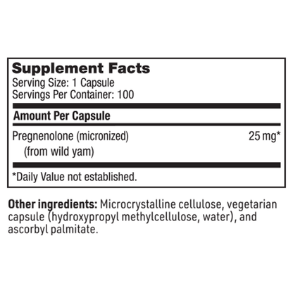 Pregnenolone 25 mg – Neurosteroid & Hormonal Precursor Support