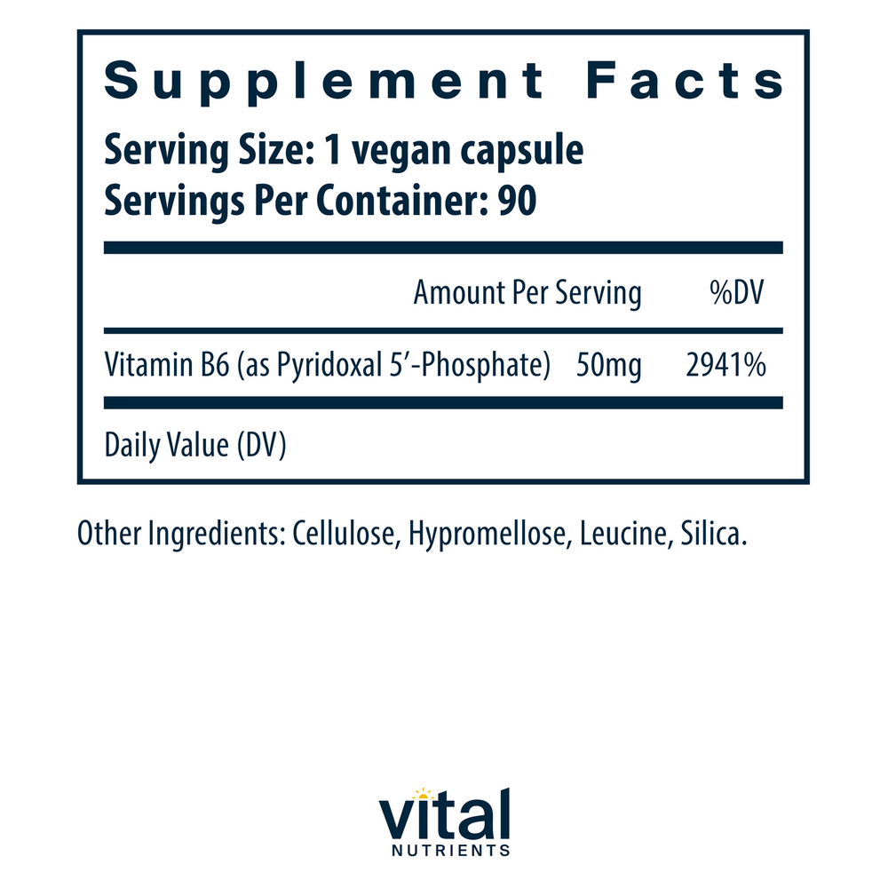 Pyridoxal-5-Phosphate 50mg with Active form of Vitamin B6