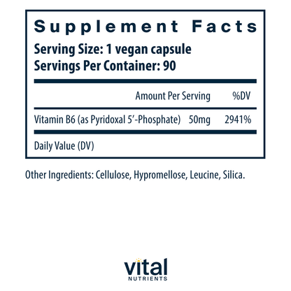 Pyridoxal-5-Phosphate 50mg with Active form of Vitamin B6