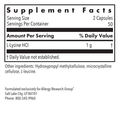 L-Lysine 500 mg – Supports Calcium Absorption, Collagen Formation, and Bone Health