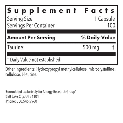 Taurine 500 mg – Amino Acid Support for Health & Vitality