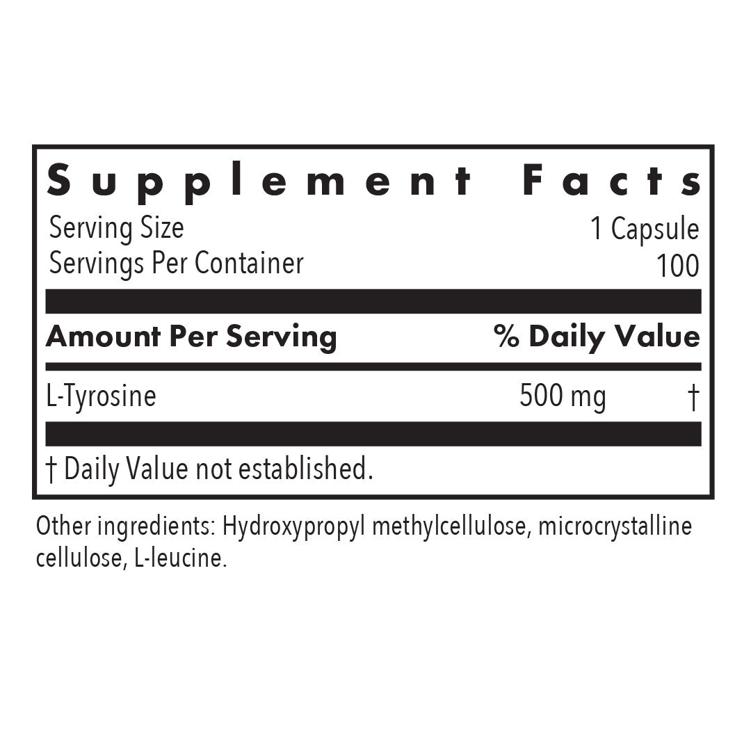 L-Tyrosine 500 mg – Supports Mood, Cognitive Function, and Thyroid Health