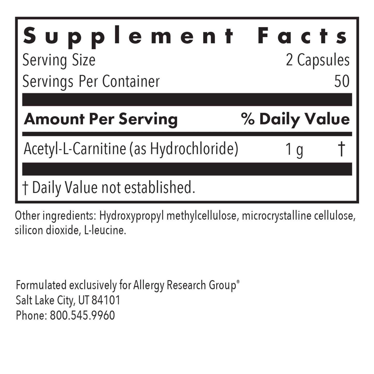 Acetyl-L-Carnitine 500 mg – Mitochondrial & Cognitive Energy Support