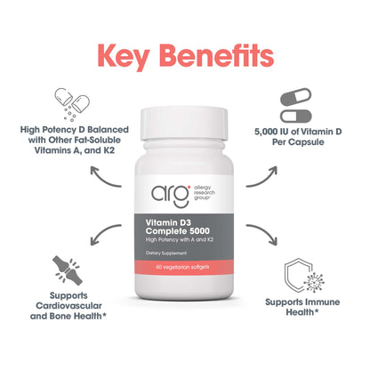 Vitamin D3 Complete 5000 – Balanced Vitamin D3, A, K2, and E Supplement