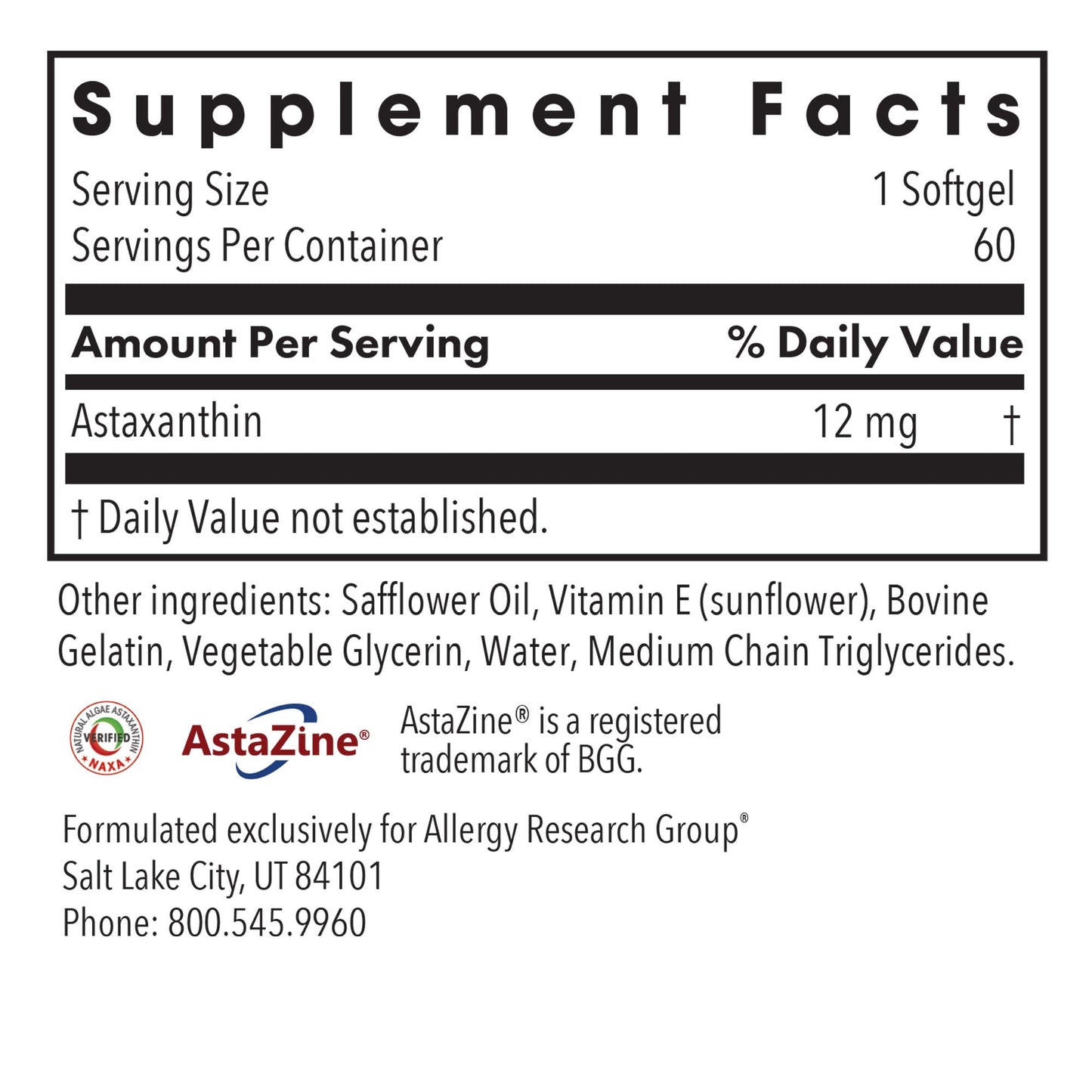 Astaxanthin 12 mg – Potent Antioxidant for Brain, Eye, and Heart Health