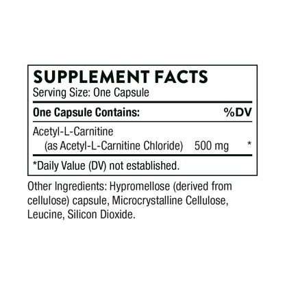 Acetyl-L-Carnitine 500 mg - Cognitive Function & Energy Metabolism Support