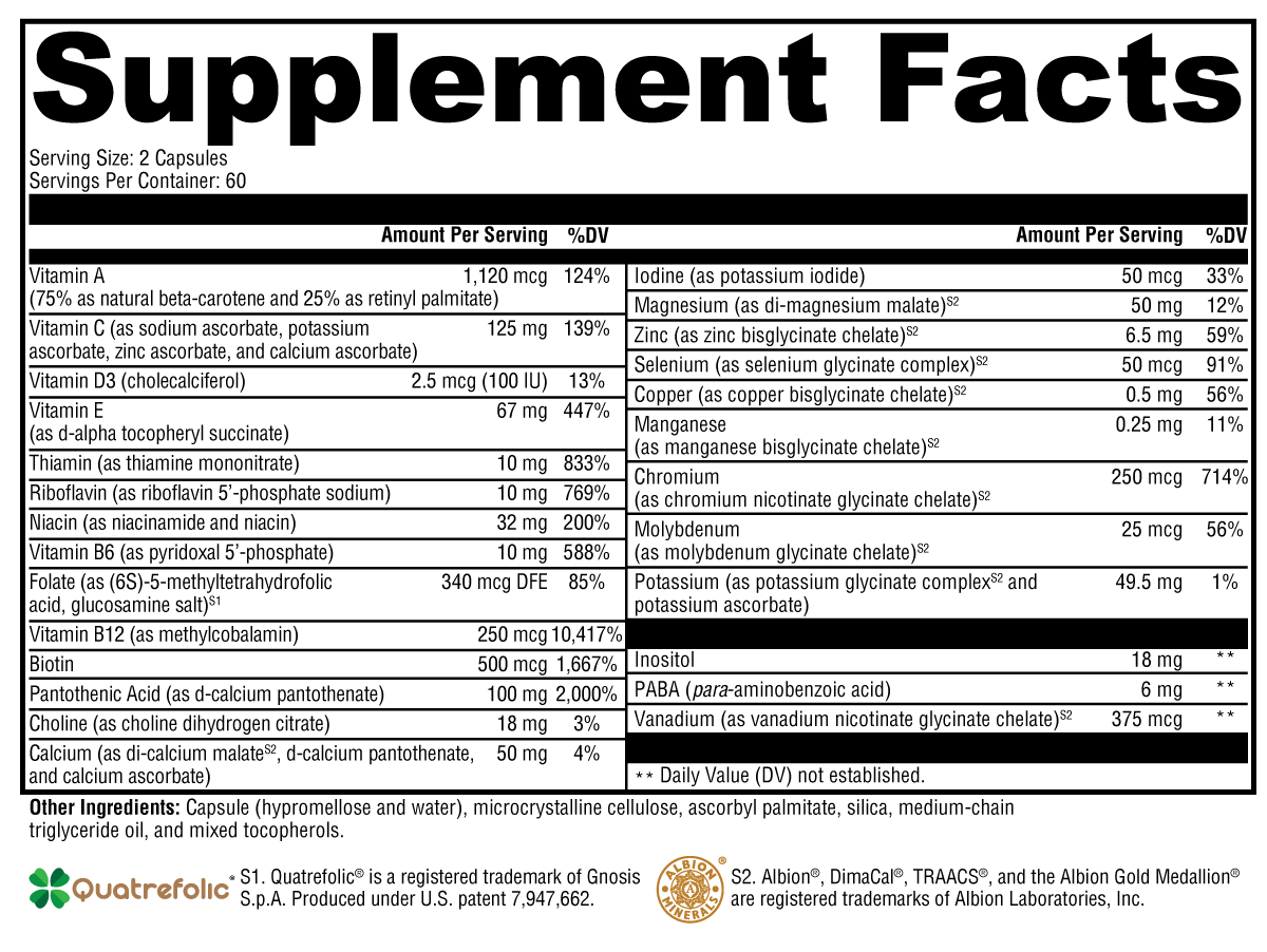 ActivNutrients® without Iron – Foundational Daily Multivitamin for Wellness, Antioxidant, and Detox Support