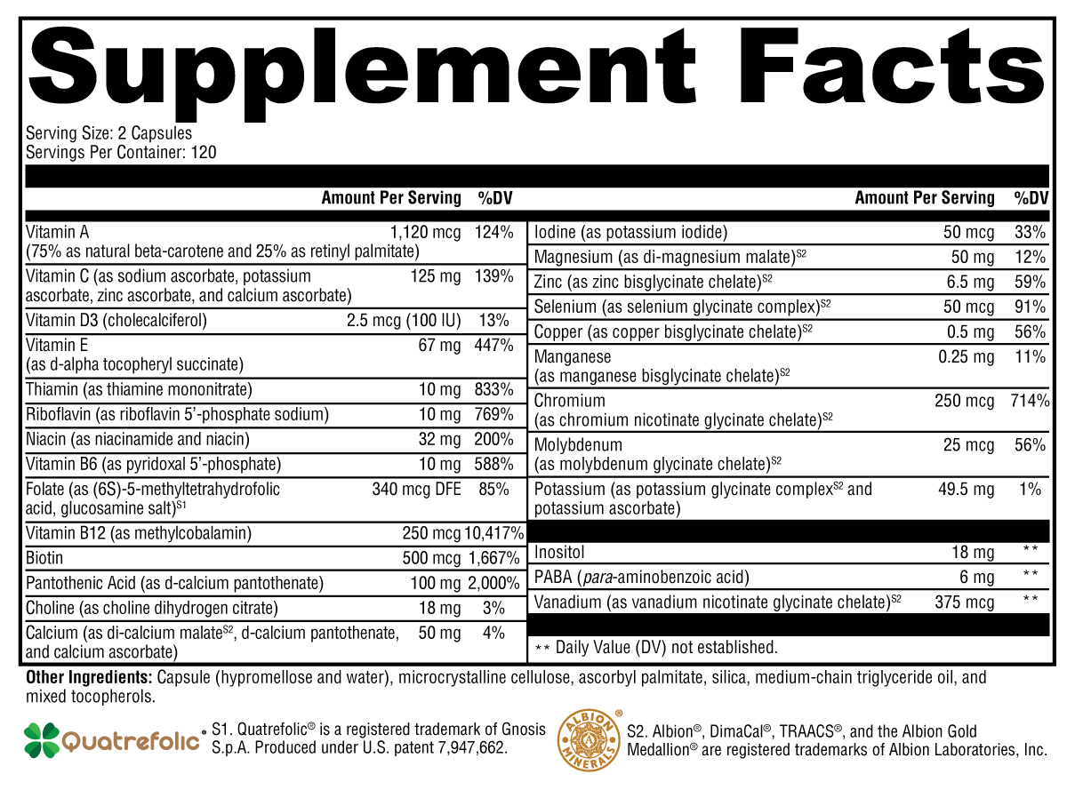 ActivNutrients® without Iron – Foundational Daily Multivitamin for Wellness, Antioxidant, and Detox Support