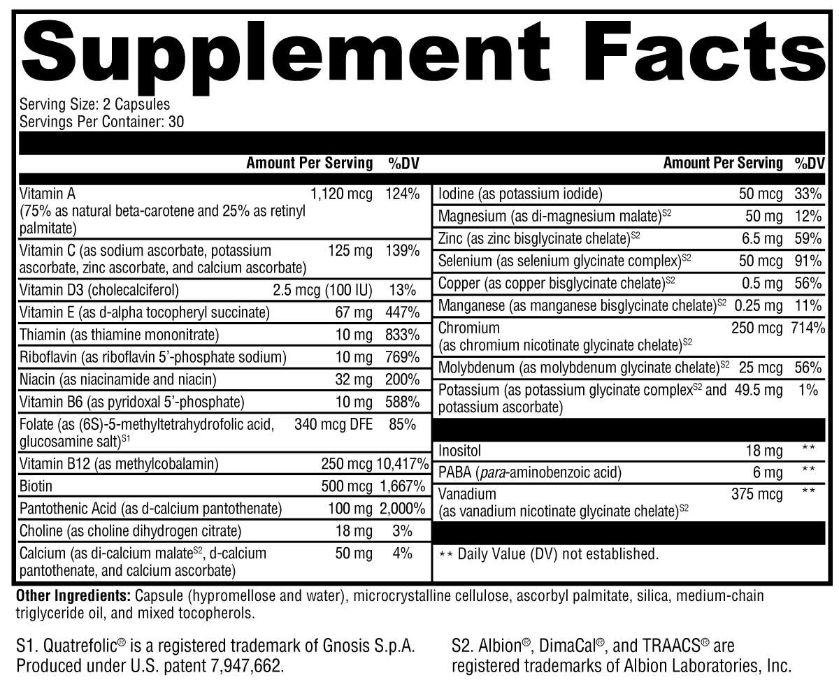 ActivNutrients® without Iron – Foundational Daily Multivitamin for Wellness, Antioxidant, and Detox Support